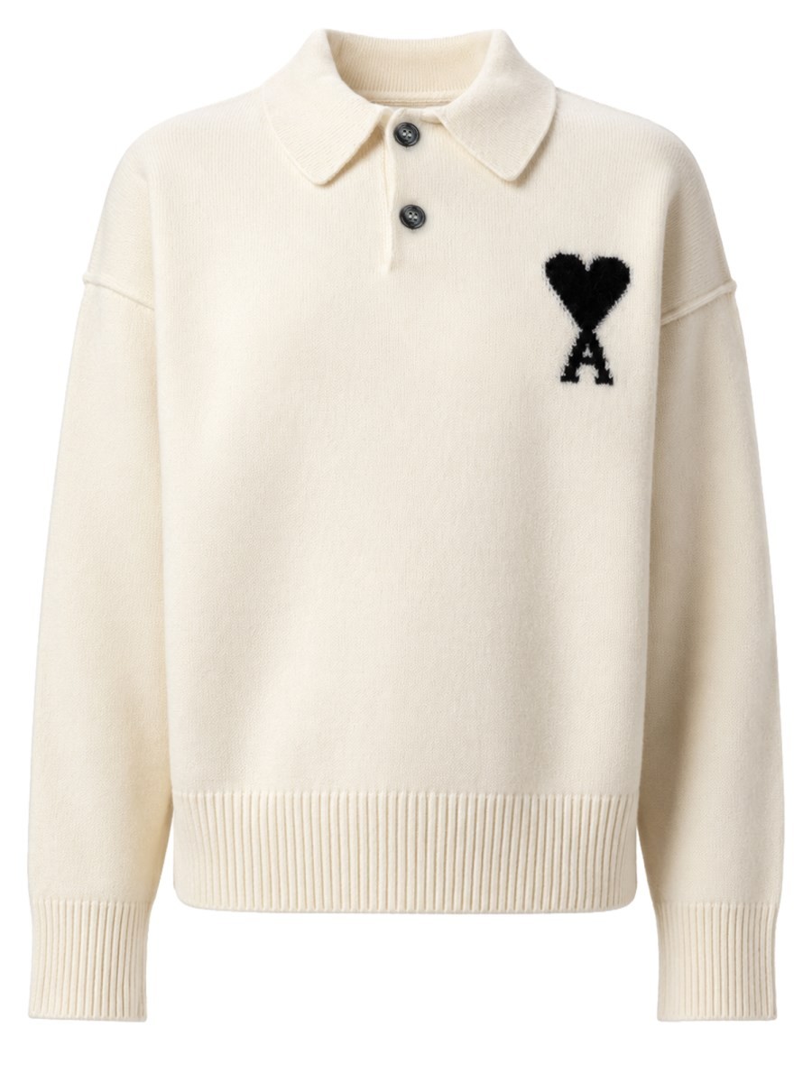 AMI PARIS POLO IN MAGLIA CON LOGO