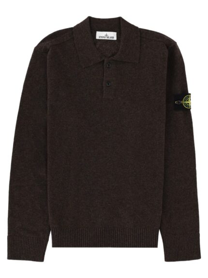 Stone Island Polo In Maglia Con Patch Logo