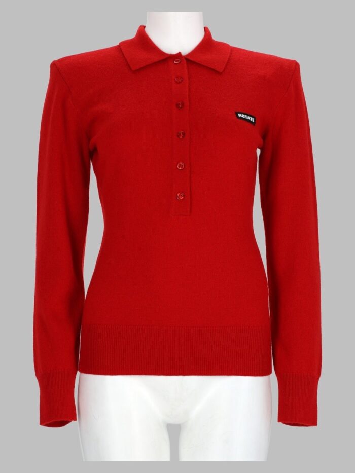ROTATE Polo In Maglia Di Lana Merino E Cashmere