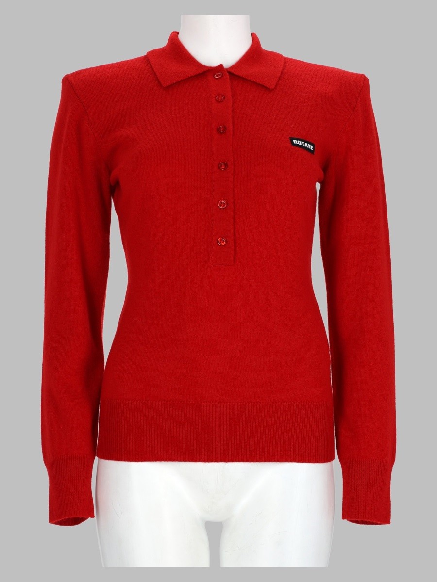 ROTATE Polo In Maglia Di Lana Merino E Cashmere