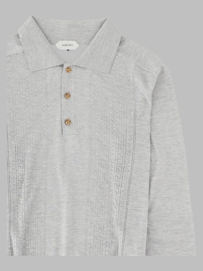 Versace Polo In Maglia Di Seta E Cotone