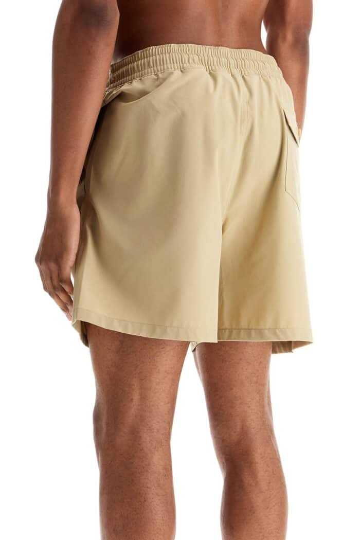 POLO RALPH LAUREN Beige Solid Color Mid-trunk Swim Trunks In Recycled Polyester With Pocket