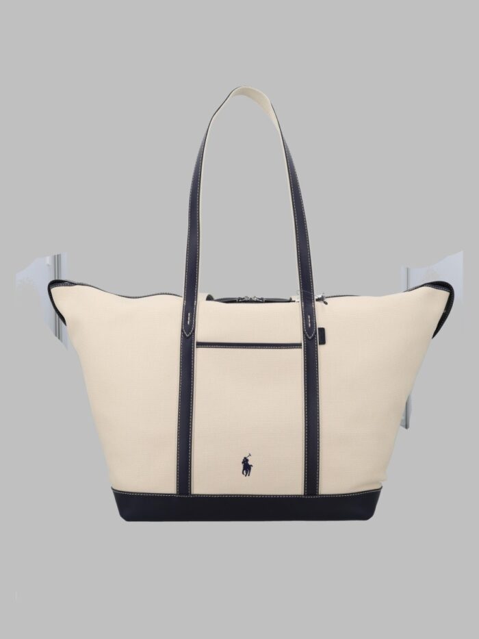 polo ralph lauren borsa tote large in tela e pelle Polo Ralph Lauren BORSA TOTE LARGE IN TELA E PELLE