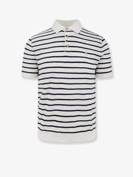 Polo Ralph Lauren Cotton And Linen Blend Polo Shirt With Striped Pattern