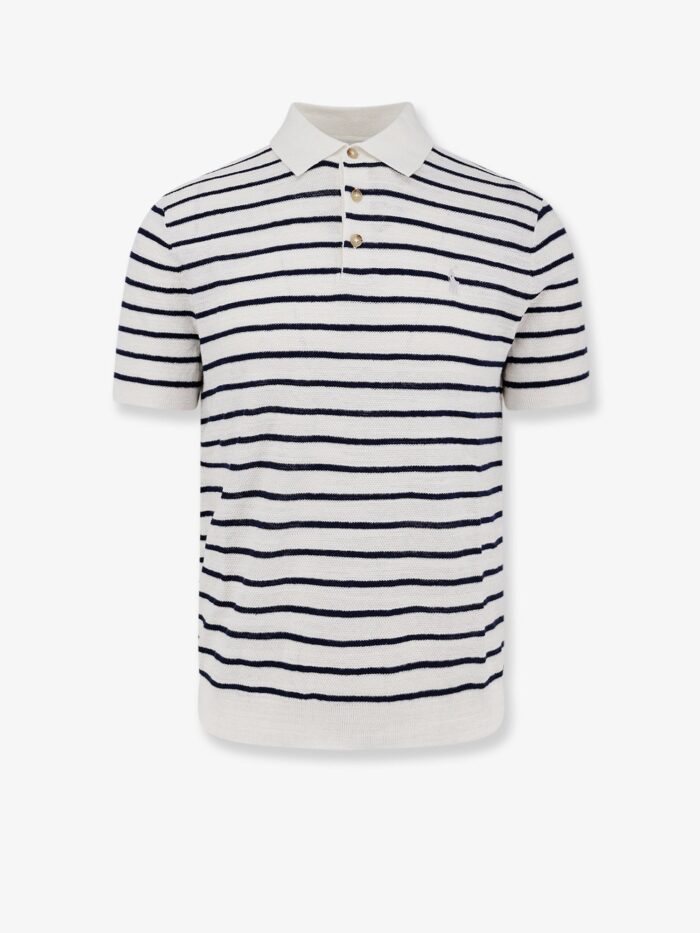 Polo Ralph Lauren Cotton And Linen Blend Polo Shirt With Striped Pattern