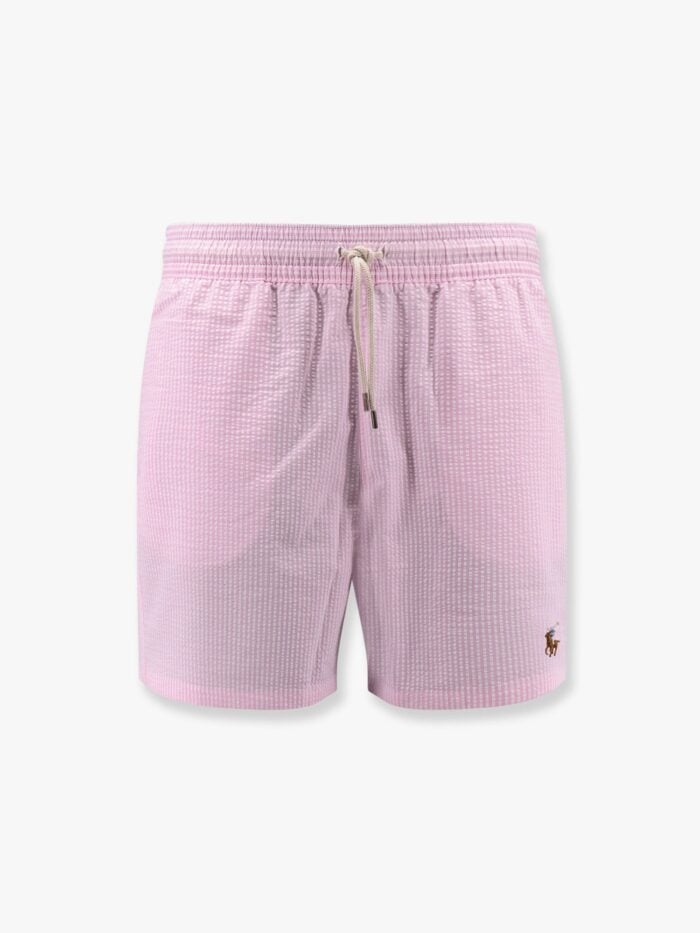 Polo Ralph Lauren Cotton Blend Striped Swim Trunk With Logo Embroidery