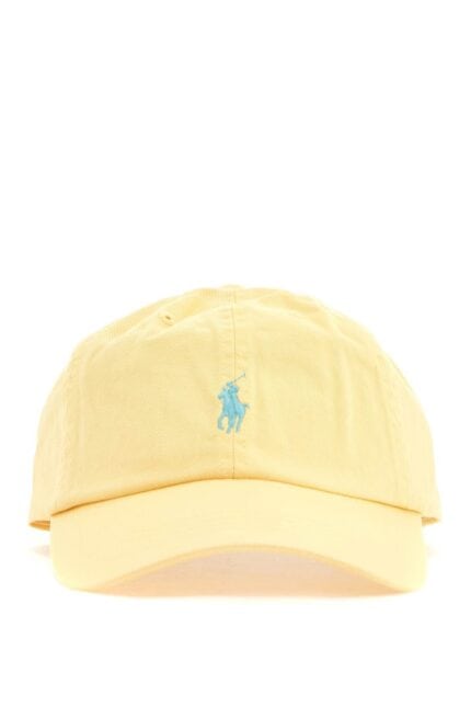 POLO RALPH LAUREN Curved Brim Cotton Hat Yellow With Embroidered Logo