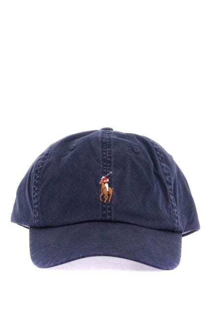 POLO RALPH LAUREN Dark Blue Cotton Cap With Curved Brim