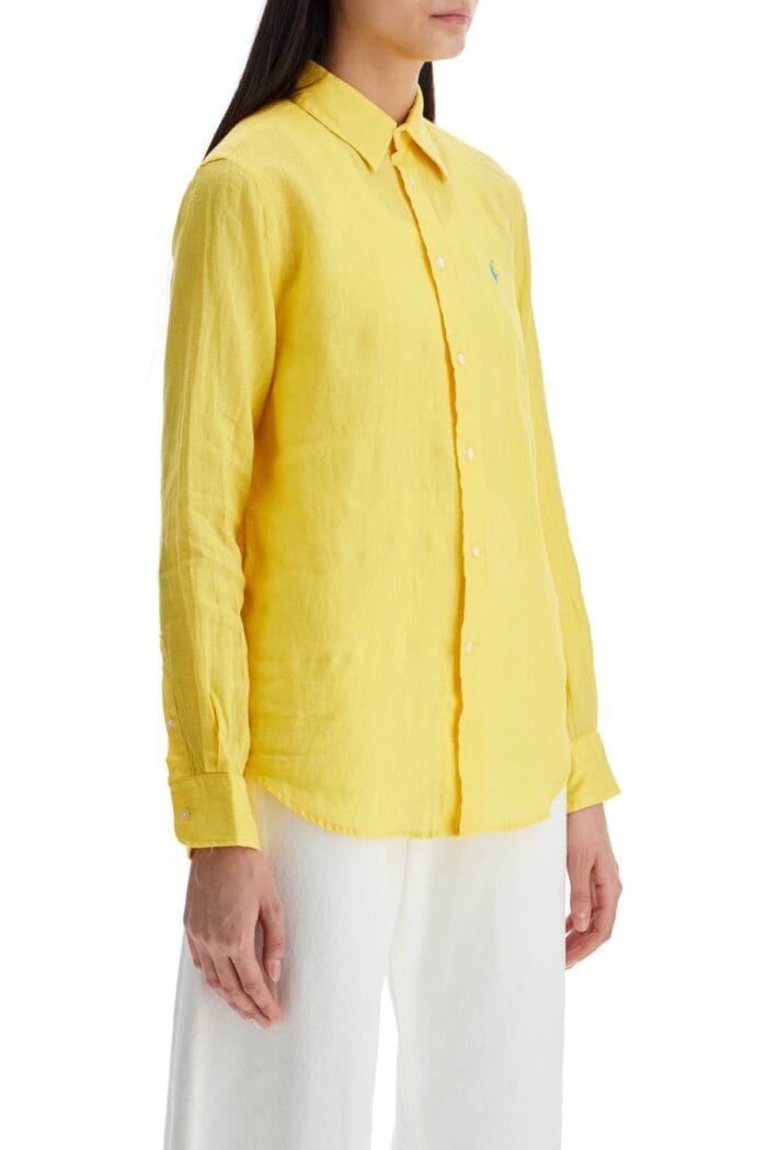 POLO RALPH LAUREN Long Sleeve Linen Shirt Yellow