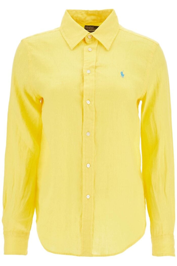 POLO RALPH LAUREN Long Sleeve Linen Shirt Yellow