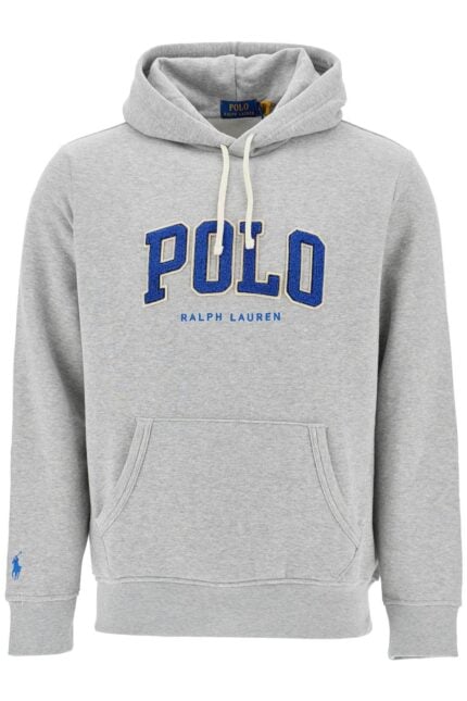 POLO RALPH LAUREN Men's Gray Cotton Zip Hoodie With Polo Logo