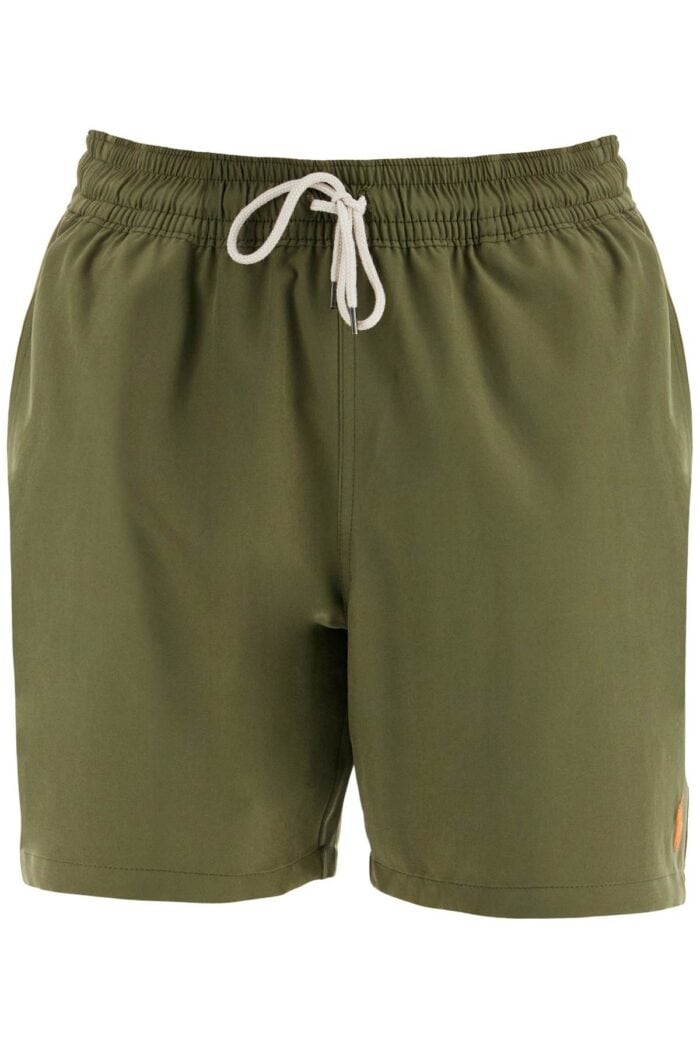 POLO RALPH LAUREN Olive Green Swim Trunks In Recycled Polyester With Embroidered Logo