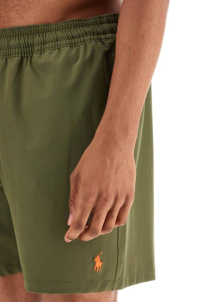 POLO RALPH LAUREN Olive Green Swim Trunks In Recycled Polyester With Embroidered Logo