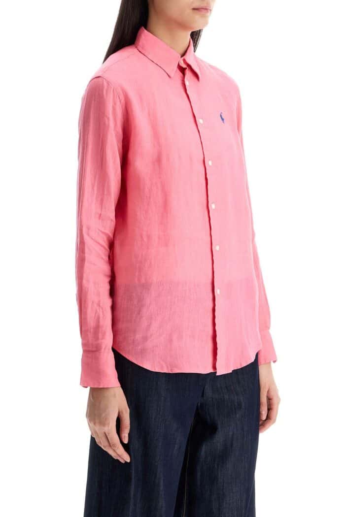 POLO RALPH LAUREN Slim Fit Fuchsia Linen Shirt