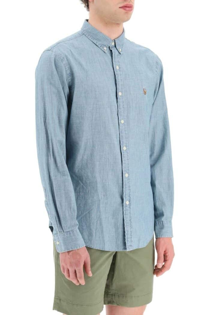 POLO RALPH LAUREN Slim Fit Shirt In Stone-washed Chambray