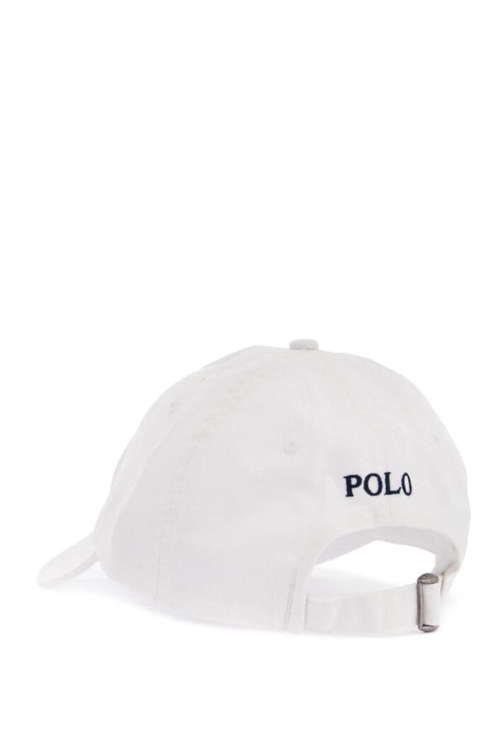 POLO RALPH LAUREN White Cotton Baseball Cap With Navy Embroidered Logo