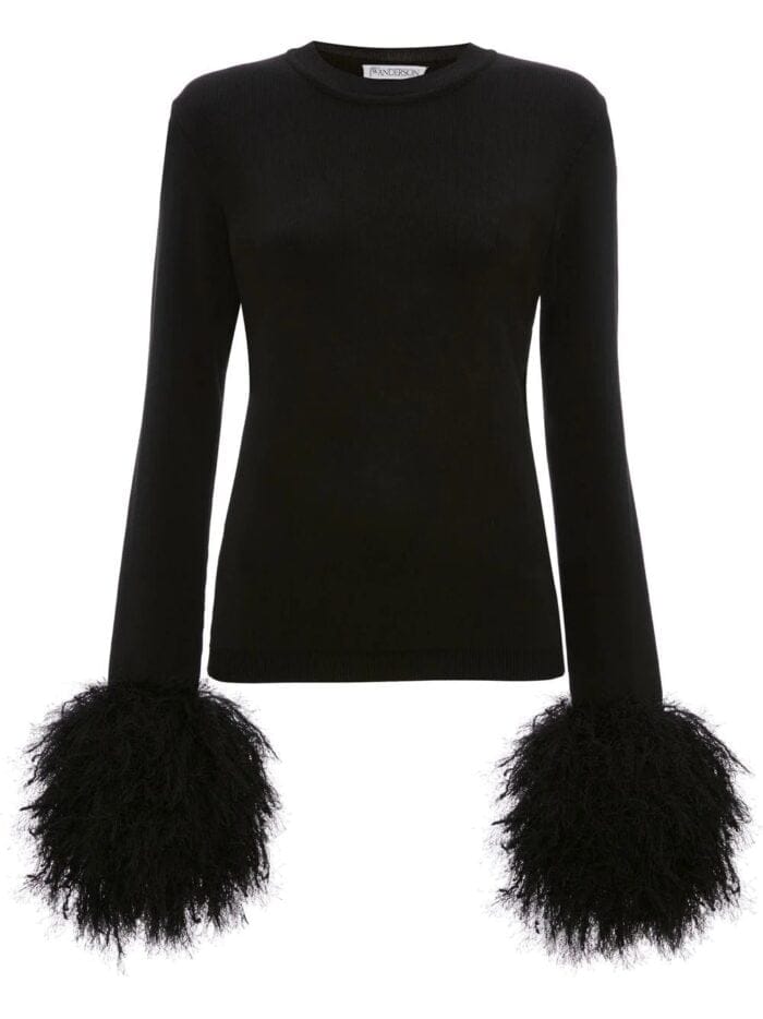 Pom Pom Cuff Crew Neck Jumper