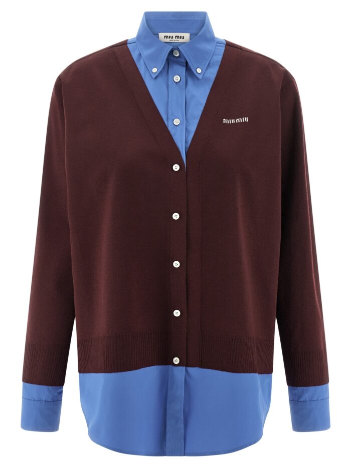 miu miu poplin and cashmere shirt Miu Miu Poplin And Cashmere Shirt