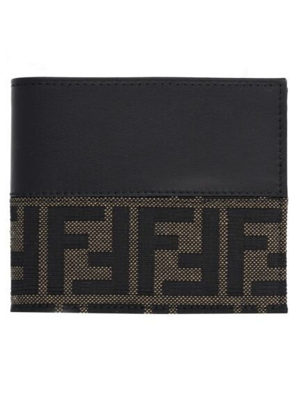 Fendi Portafoglio Bifold FF Con Fascia In Jacquard