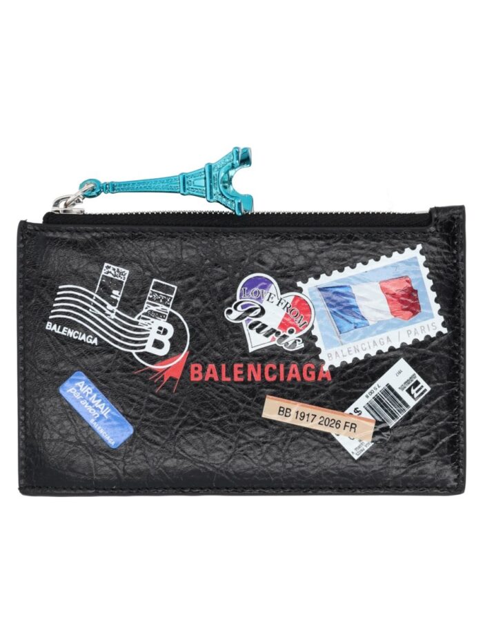balenciaga portamonete con portacarte in pelle Balenciaga PORTAMONETE CON PORTACARTE IN PELLE