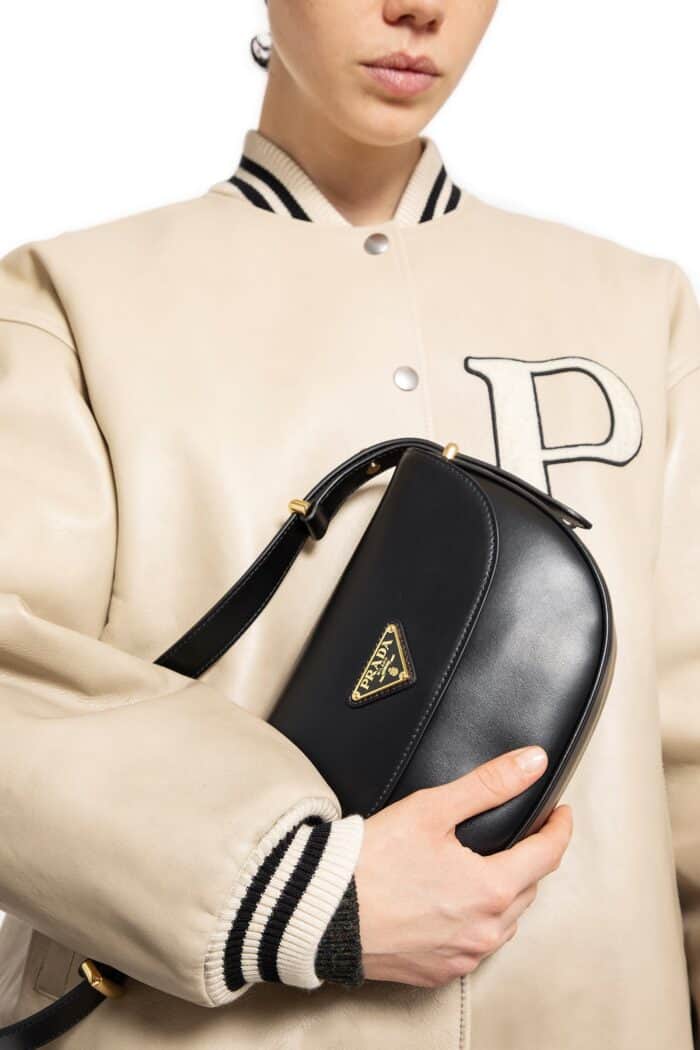 Prada Arqu Leather Shoulder Bag With Flap