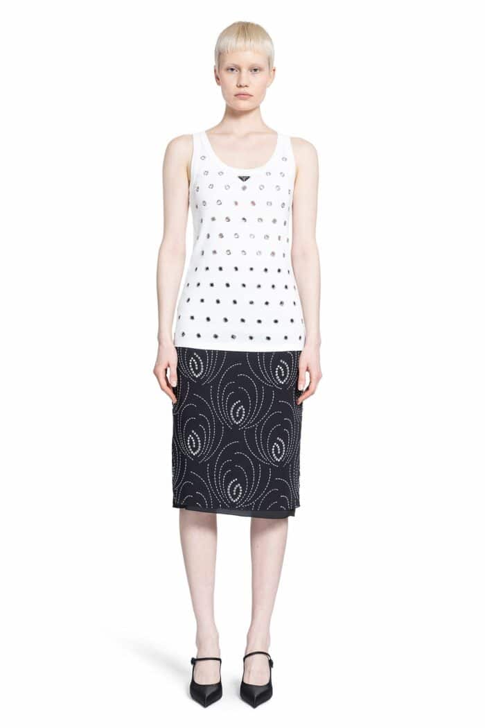 PRADA Cotton Jersey Tank Top With Eyelets