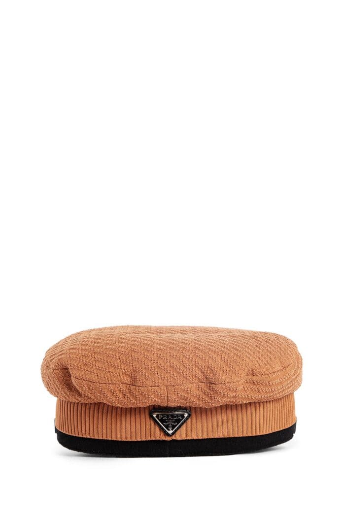 PRADA Knit And Patent Leather Beret