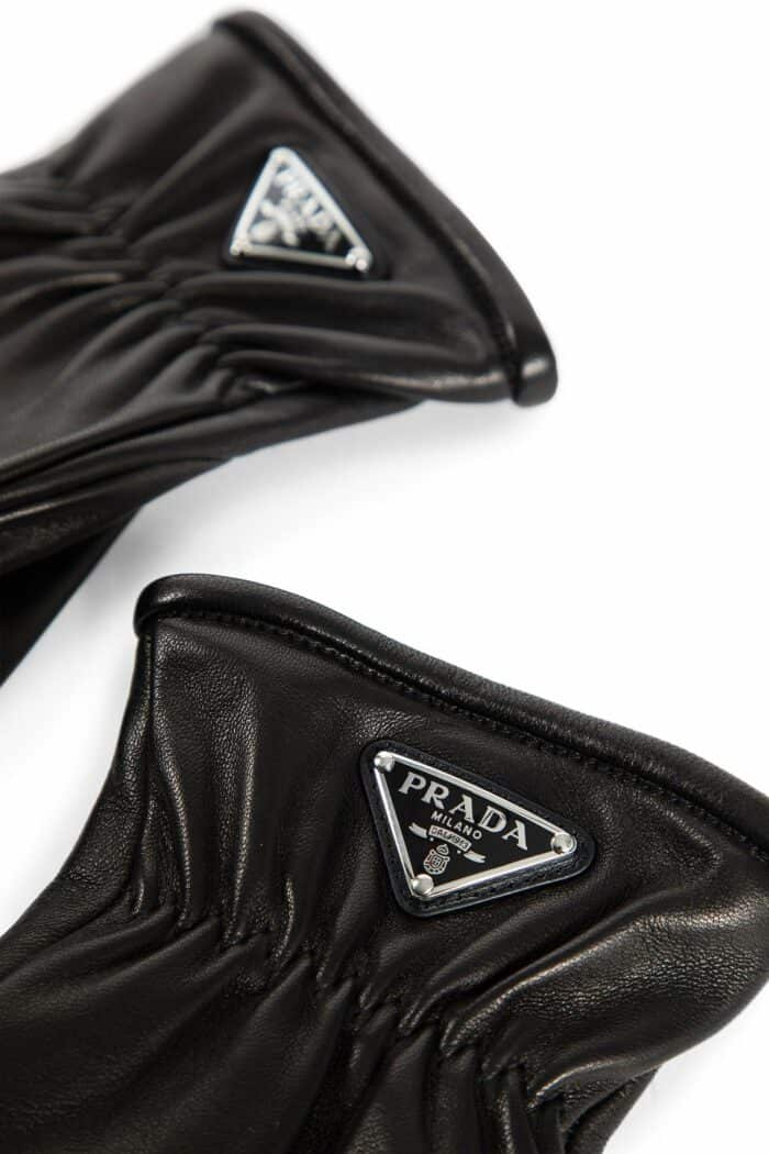 PRADA Leather Logo Gloves