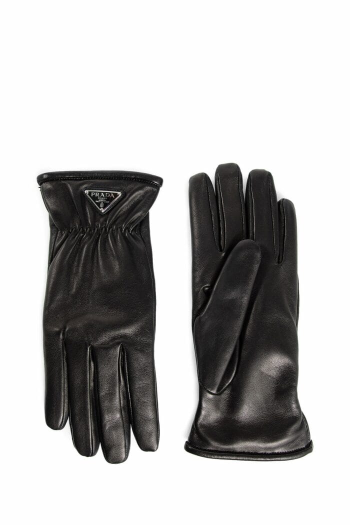 PRADA Leather Logo Gloves