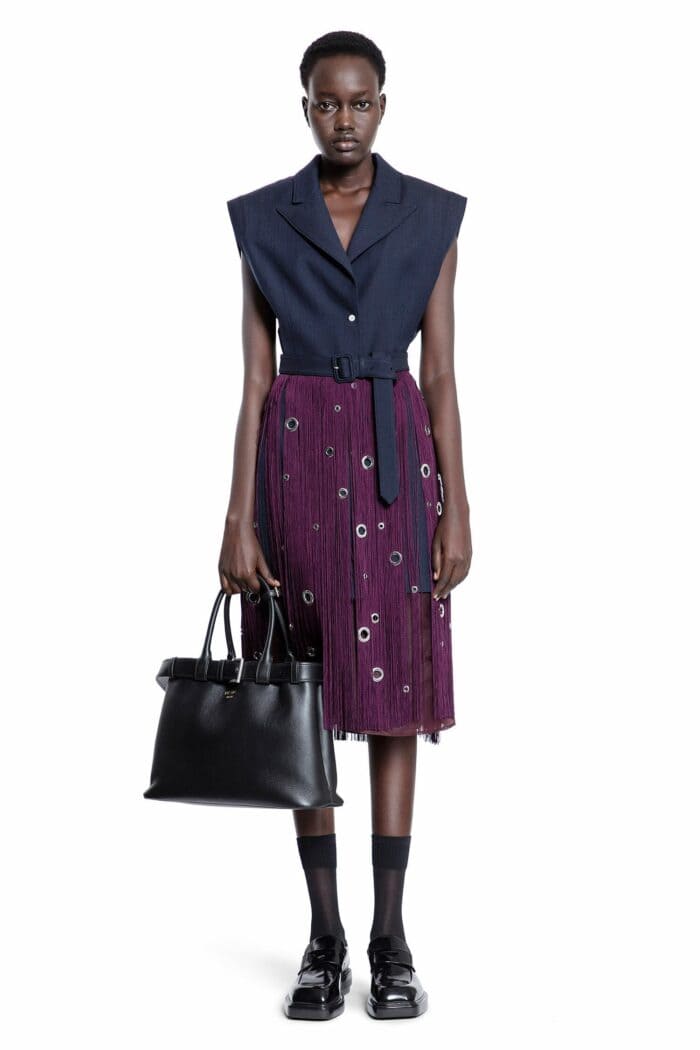 PRADA Midi-skirt With Fringe And Grommet Embellishment