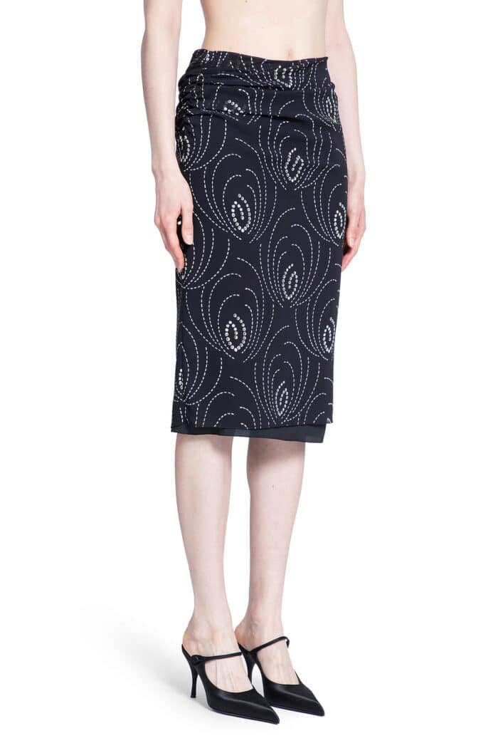 PRADA Printed Georgette Midi Skirt