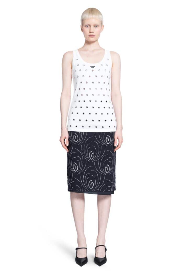 PRADA Printed Georgette Midi Skirt