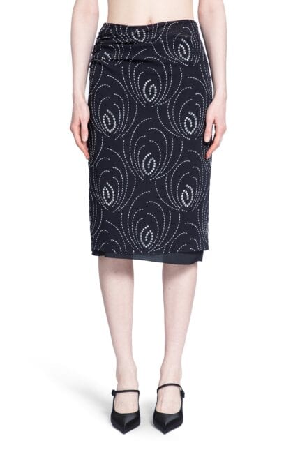 PRADA Printed Georgette Midi Skirt