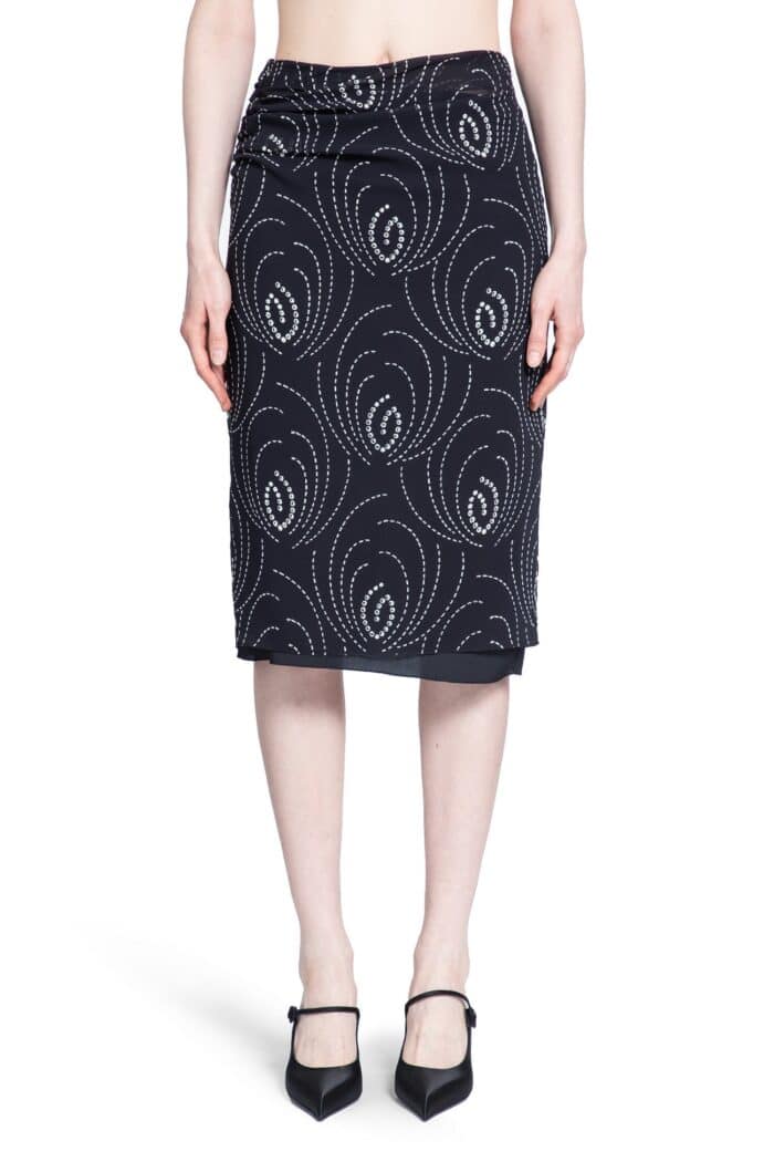 PRADA Printed Georgette Midi Skirt