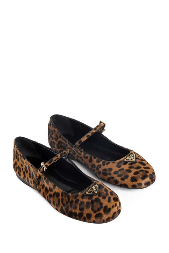 PRADA Printed Leather Ballerinas