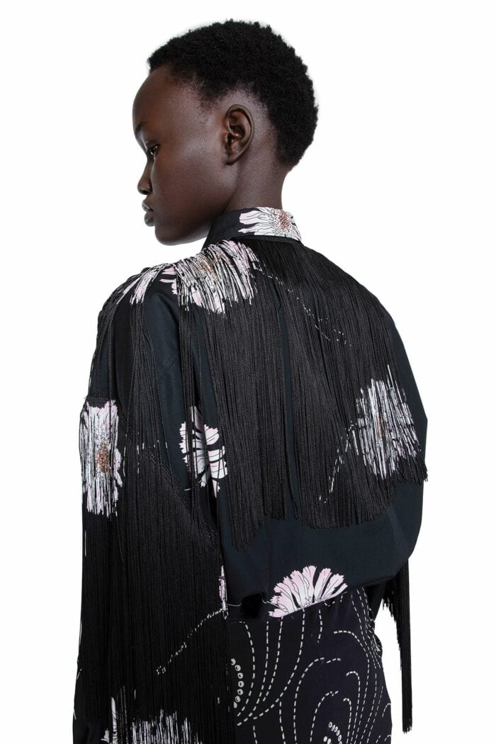 PRADA Printed Poplin Shirt With Fringe