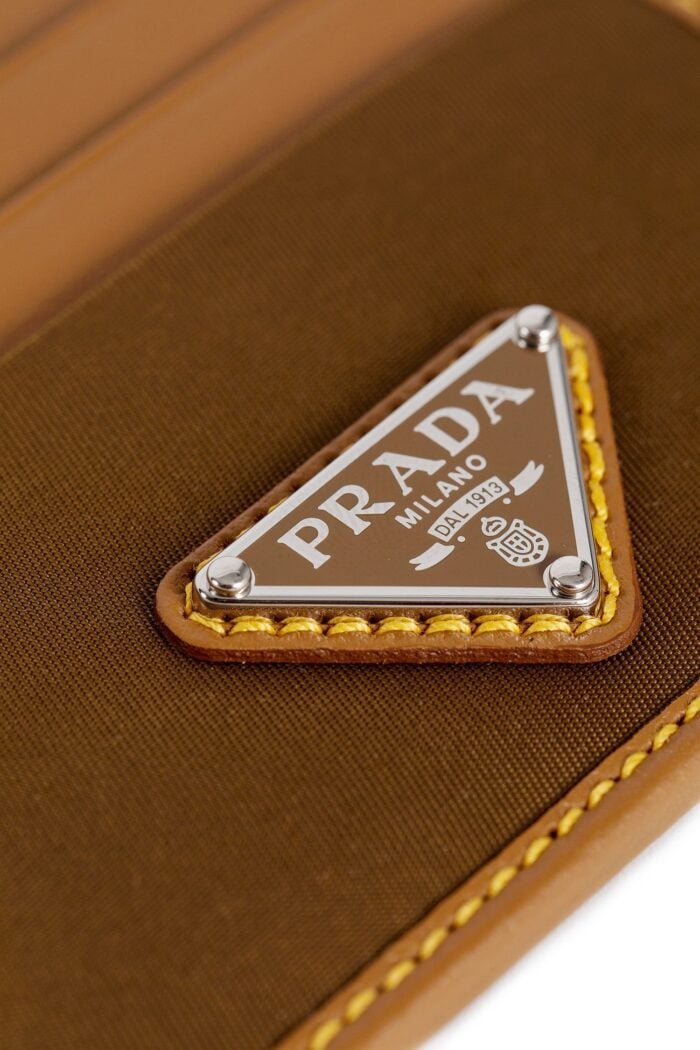 PRADA Re-nylon And Garined Leather Card Holder