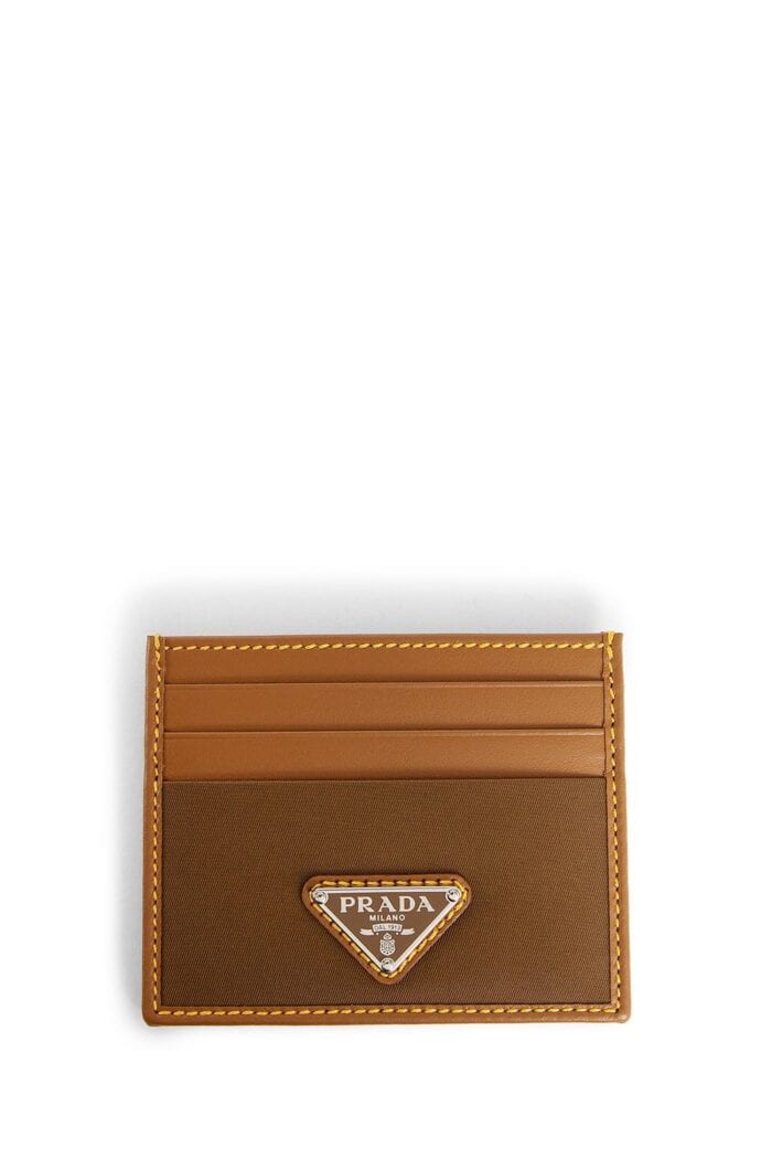 PRADA Re-nylon And Garined Leather Card Holder