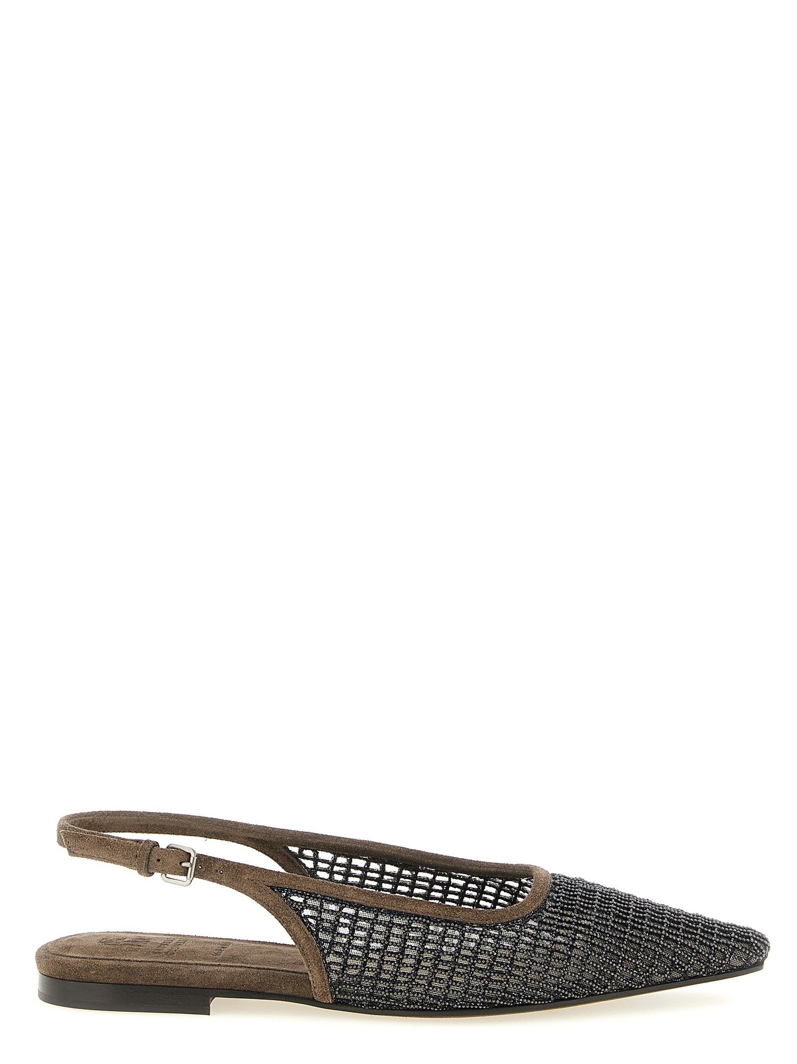 Brunello Cucinelli 'Precious Net Embroidery' Slingback