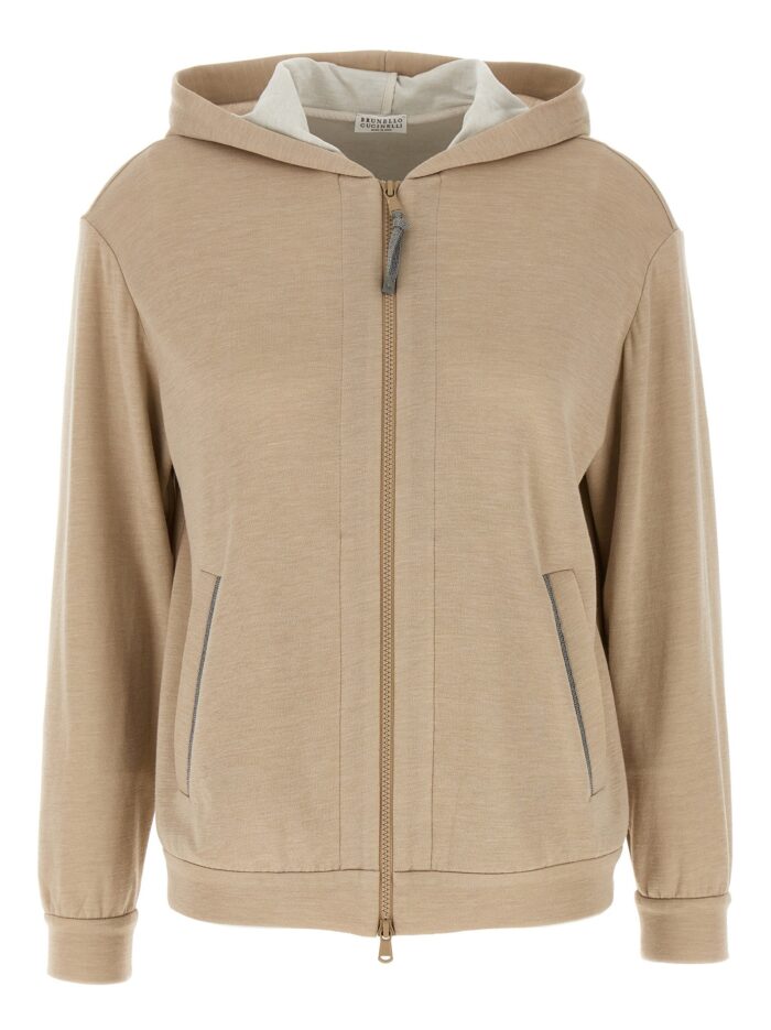 brunello cucinelli 'precious zipper pull' hoodie Brunello Cucinelli 'Precious Zipper Pull' Hoodie