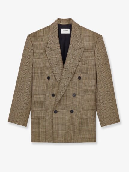 Saint Laurent Prince-of-Wales Certified Wool Blazer