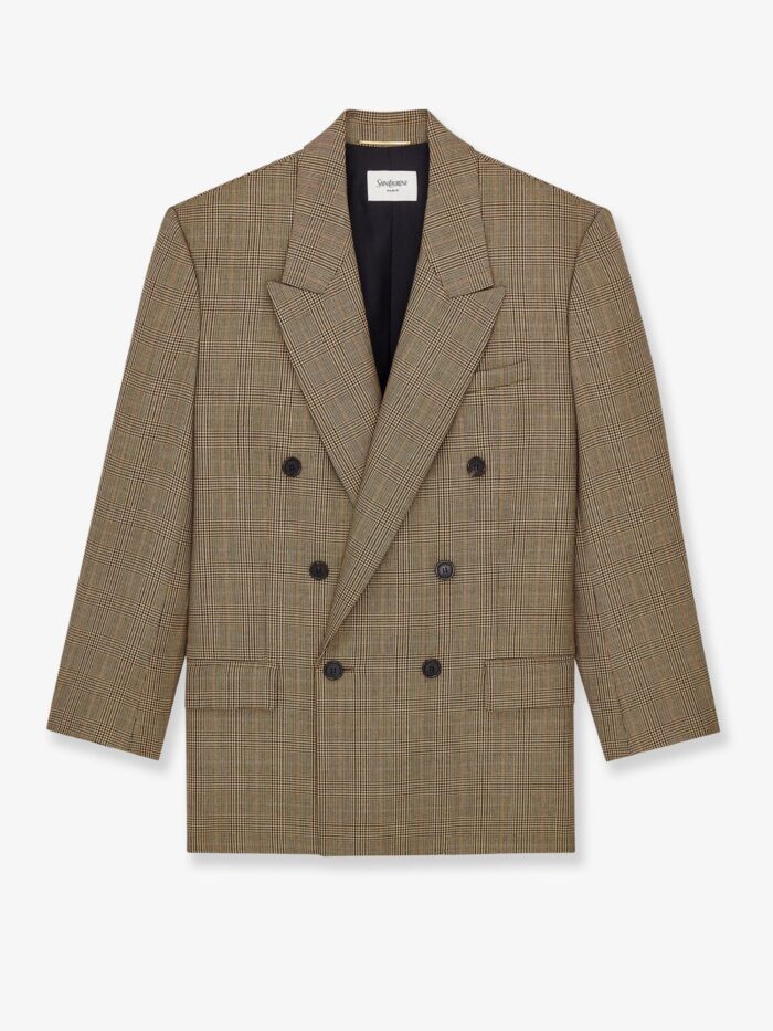 Saint Laurent Prince-of-Wales Certified Wool Blazer