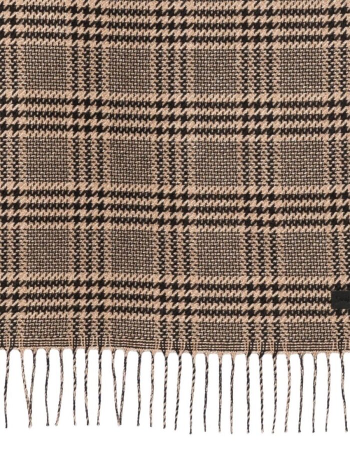 Saint Laurent Prince Of Wales Pattern Silk Scarf