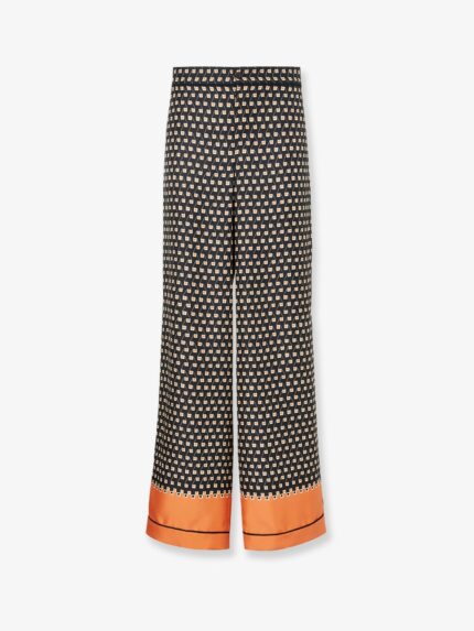 Fendi Printed Black Silk Pajamas Trousers