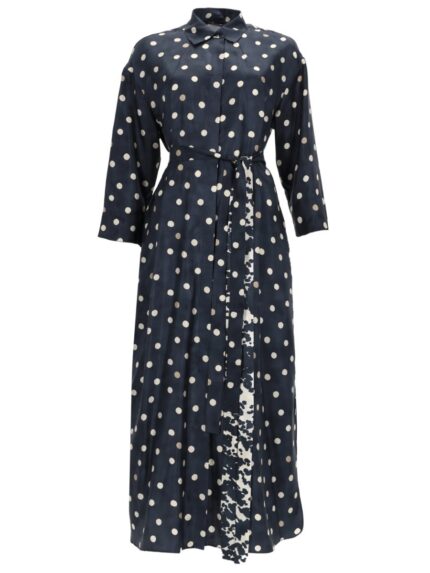 S MAX MARA PRINTED SILK "LEVER" DRESS