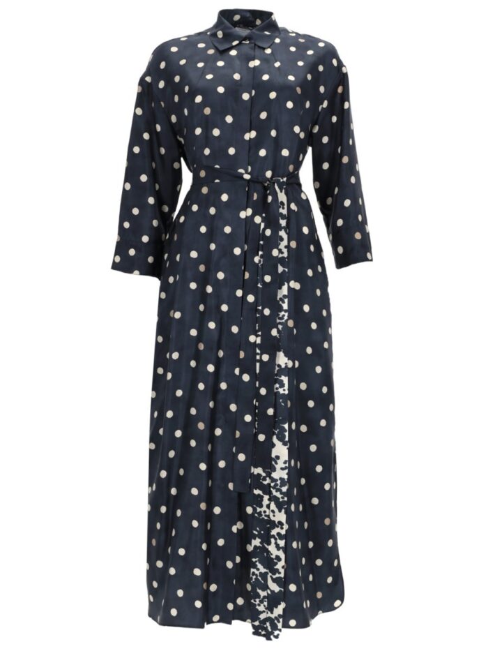 S MAX MARA PRINTED SILK "LEVER" DRESS