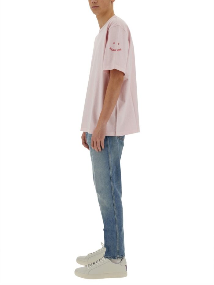 PS BY PAUL SMITH T-SHIRT WITH EMBROIDERY PS HAPPY