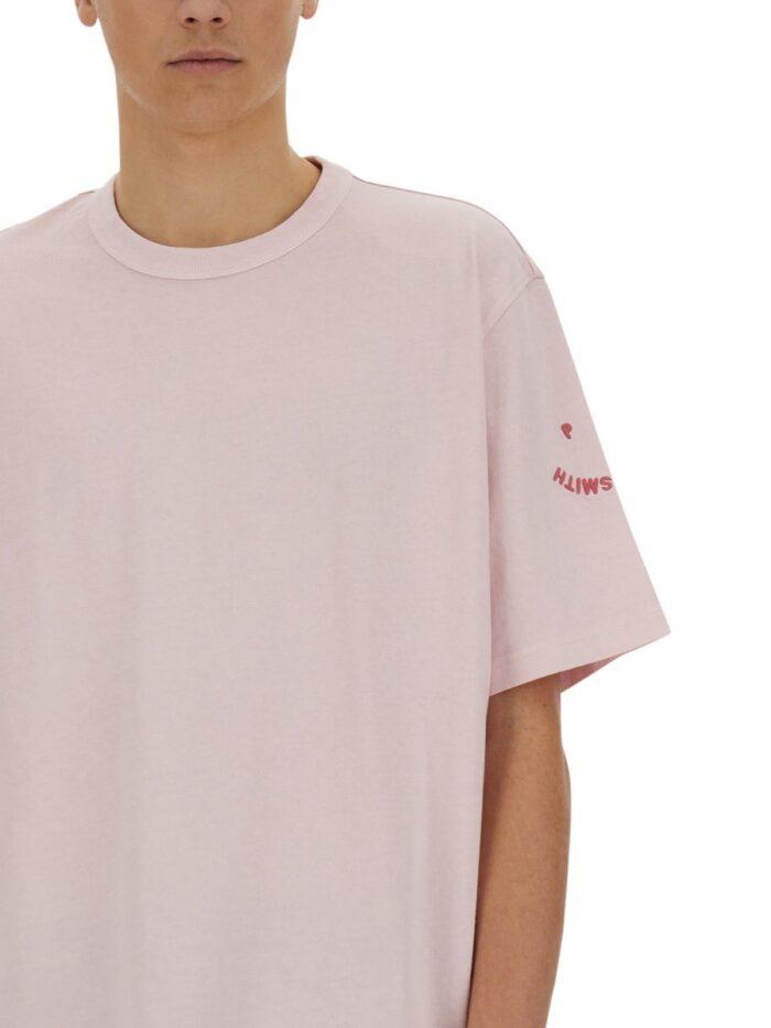 PS BY PAUL SMITH T-SHIRT WITH EMBROIDERY PS HAPPY