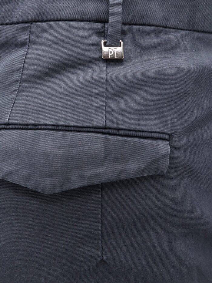 Pt Torino Stretch Cotton Trouser With Logo Metal Charm