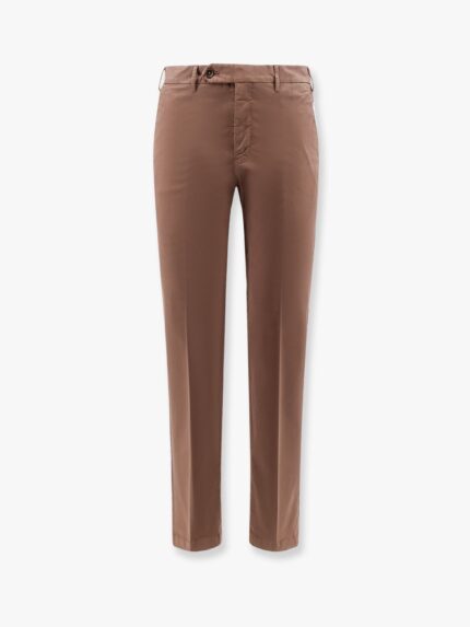 Pt Torino Stretch Cotton Trouser With Logo Metal Charm